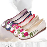 Women Flower Flats Slip On Cotton Fabric Casual Shoes Round Toe Flat MartLion   