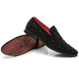 Movechain Arrive Men's Genuine Leather Loafers Casual Shoes Rhinestone Driving Flats Dress Wedding Mart Lion   