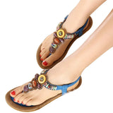 Bohemian Women Sandals Gemstone Beaded Slippers Summer Beach Flip Flops Ladies Flat Shoes MartLion   