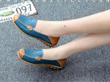 Women flat shoes ballet summer flower print genuine loafers ladies flats MartLion   