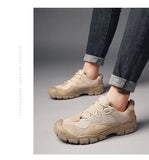 Cow Suede Leather Outdoor Sneakers Shoes Men's Adult Non-Slip Casual Military Army Autumn Patchwork Footwear MartLion   