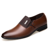Men's Wedding Dress Shoes Black Brown Oxford Formal Office British Lace-up Footwear MartLion Slip on Brown 6 
