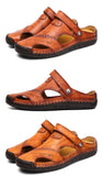 Men's Sandals Genuine Leather Breathable Rome Summer Outdoor Beach Slippers Soft Beach Mart Lion   