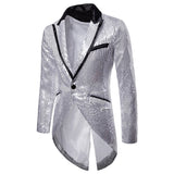 Shiny Gold Sequin Glitter Embellished Blazer Jacket Men's Nightclub Prom Suit Blazer Homme Stage Clothes For singers Mart Lion Sliver 1 M 