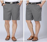 Men Shorts Middle Aged Cotton Thin Straight Casual Father Khaki Grey Black White Male Summer MartLion   