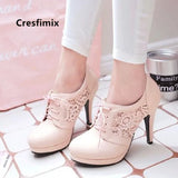 women sweet pink spring high heel shoes casual mesh breathable autumn boots MartLion   