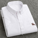 short sleeve 100% cotton oxford soft regular fit summer men's casual shirts Mart Lion   