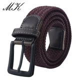 Canvas Belts  Men's Metal Pin Buckle Military Tactical Strap Elastic Belt MartLion brown 100cm 