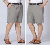 Men Shorts Middle Aged Cotton Thin Straight Casual Father Khaki Grey Black White Male Summer MartLion   