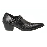 Men's moccasin Black Shoes Pointed Toe Patent Genuine Leather Oxford Black Dress Loafers flats Mart Lion   