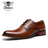 Men's Genuine Leather Shoes Dress Elegant Gentleman Oxford Simple British Style Wedding MartLion Brown 6 