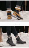 Vancat Winter Warm Plush Fur Snow Boots Men's Ankle Casual Motorcycle Waterproof Mart Lion   