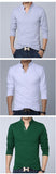 T-Shirt Men's Spring Cotton Solid Color Mandarin Collar Long Sleeve Slim Fit Tee Shirts Mart Lion   