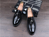 Men's Crocodile Grain Leather Lace-Up Casual Shoes Tassel Loafers Moccasins Vintage Carved Brogue Mart Lion   