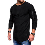 T-shirt men's spring summer top long-sleeved cotton bodybuilding folding Mart Lion   