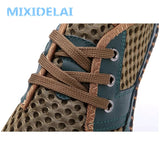 Summer Breathable Mesh Men's Casual Shoes For Handmade Lace-Up Loafers Mart Lion   