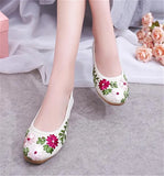 Women Flower Flats Slip On Cotton Fabric Casual Shoes Round Toe Flat MartLion   