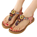 Bohemian Women Sandals Gemstone Beaded Slippers Summer Beach Flip Flops Ladies Flat Shoes MartLion   