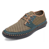 Summer Breathable Mesh Men's Casual Shoes For Handmade Lace-Up Loafers Mart Lion green 6.5 