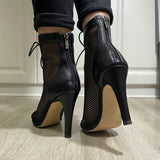 Women Ballroom Dance Shoes Mesh Short Boots Comfort Summer High Heels Sandals Woman's Mart Lion   