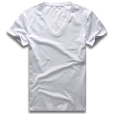 Deep V Neck T-Shirt Men's Plain V-Neck Cotton Compression Top Tees Fathers Day Gifts Men's Clothing Mart Lion White 3 M 