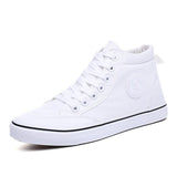 Men's Canvas Shoes Spring Autumn Lace-up High Style Vulcanize Sneakers Flats Mart Lion White 6 