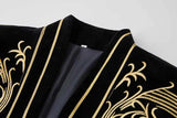 Luxury Baroque Gold Floral Embroidery Blazer Jacket Me'sn Shawl Lapel Velvet Cardigan Blazers  Wedding Party Prom Homme MartLion   