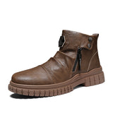 Off-Bound Autumn Men's Ankle Boots Tooling Desert British Punk Zip Chelsea Motorcycle High-cut Shoes Mart Lion Auburn 39 