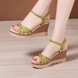 Platform Sandals Women Shoes Summer Open Head High Heels Wedges Ladies Casual Beach MartLion Green 5.5 