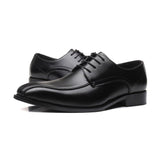 Men's Leather Dress Shoes Classic Retro Derby Lace-Up Wedding Party Office Oxfords Flats Mart Lion   