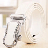 White Men's Belt Automatic Buckle Two-layer Cowhide Youth Korean Version Design Authentic Wild Youth Belt MartLion D9 125cm (Waist 110cm) CHINA