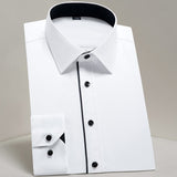 Men's Basic Standard-fit Long Sleeve Dress Shirt Solid/striped Formal White Work Office Classic Mart Lion AM702 43 