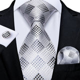 Gray Striped Paisley Silk Ties For Men's Wedding Accessories 8cm Neck Tie Pocket Square Cufflinks Gift MartLion SJT-0355  