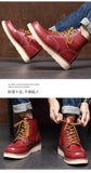 Red Retro Men's Boots Classic Platform Motorcycle Comfort Genuine Leather Winter hombre Mart Lion   