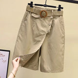 Skirt Pants for Women's Shorts Summer Wide Leg Blue  Waist Pockets Woman Short MartLion   