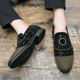 Men's Casual Shoes Suede Leather Moccasins Loafers Flats Rhinestones Mart Lion   