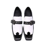 Elegant Black and White Men's Monk Strap Shoes Oxfords Brogue Formal Prom Banquet Wedding Party Dress MartLion   