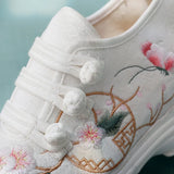 Veowalk Flower Embroidered Women Jacquard Clunky Sneakers Hidden Platform Soft Dorky Dad Shoes Chic Ladies Casual Creepers MartLion   