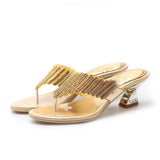 Sliders Shoes Women Summer Footwear Low Heel Silver Rhinestone Gold MartLion   