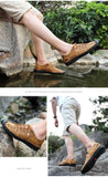 Summer Men's sandals Leather Breathable Beach Slippers Shoes Lace-up Outdoor Mart Lion   