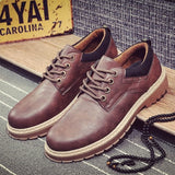 Leisure Leather Shoes Men's Classic Ankle Work Lace Up Brown Youth Casual Leather Tooling Mart Lion 6 7 