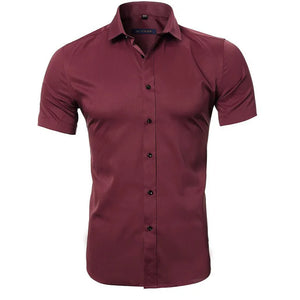 Bamboo Fiber Shirt Men Summer Short Sleeve Men's Dress Shirts MartLion   