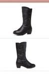 Women's Mother Female Ladies Leather Shoes Boots Botas Knee High Zipper Winter Warm Plush Mid Calf MartLion