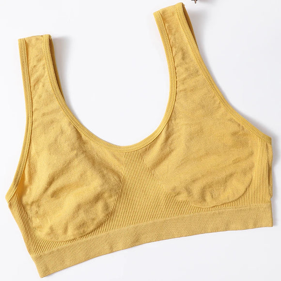 Seamless Bra Push Up Bras For Women Sports Ribbed Bralette Lingerie Female Push Up Brassiere MartLion yellow M 