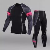Compression Men's Sports underwear MMA rash guard Fitness Leggings Jogging T-shirt Quick dry Gym Workout Sport MartLion pink S 