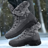 Brand Winter Men's Snow Boots Warm Plush Waterproof Leather Ankle Outdoor Non-slip Hiking Sneakers Mart Lion   