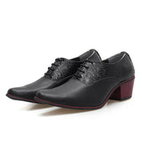 Classic High Heel Men's Shoes Leather Wedding Groom Luxury Designer Oxfords Black White MartLion   