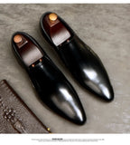 Men's Leather Shoes Genuine Leather Oxford Luxury Dress Shoes Slip On Wedding Leather Brogues MartLion   