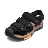 Summer Leather Men's Sandals Outdoor Beach Casual Soft Wading Shoes Designer Breathable MartLion Black 6.5 