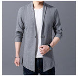 Cardigan Men's Sweaters Spring Autumn Casual Cardigan Jacket Solid Color Long Windbreaker Single Button Coats Mart Lion   